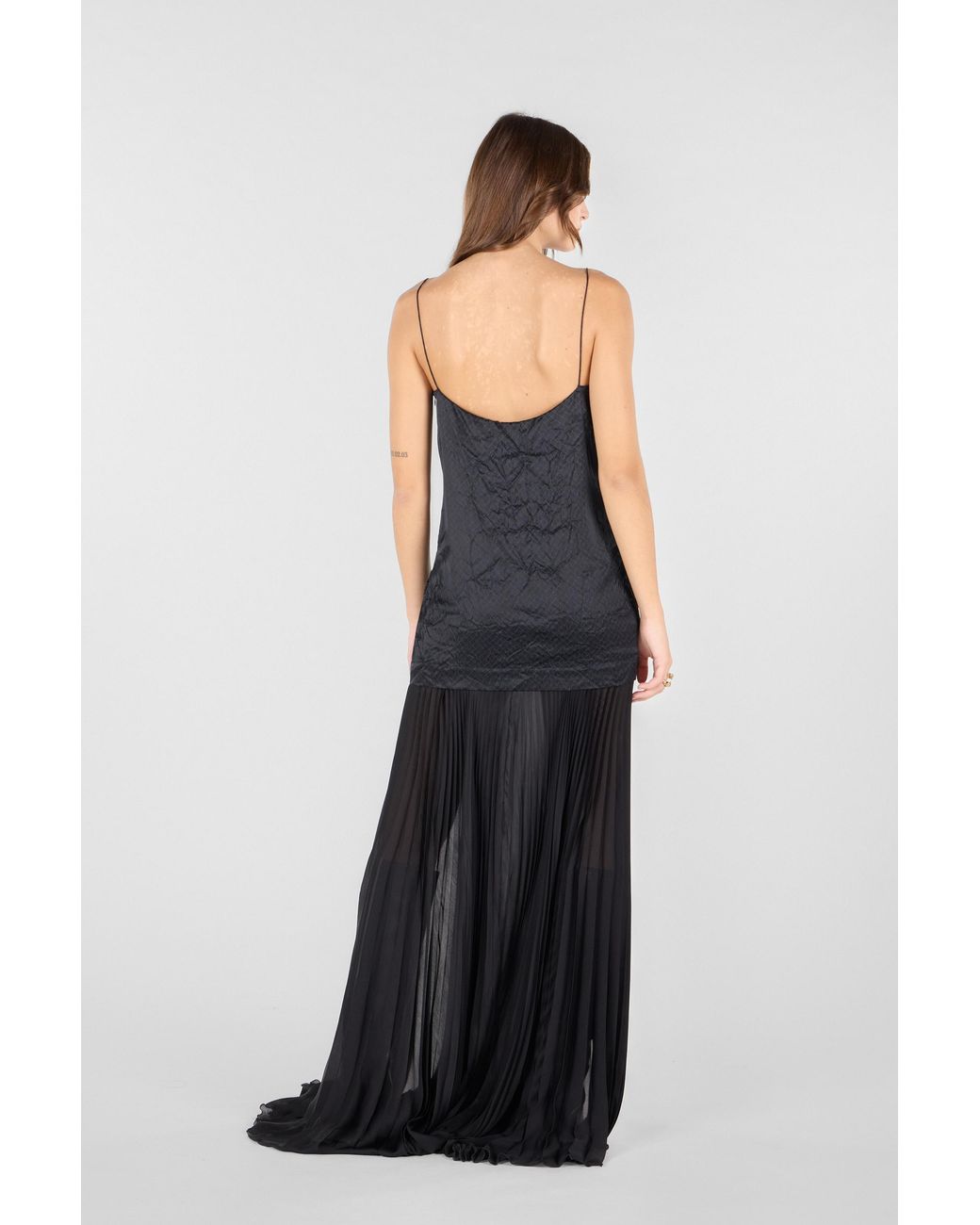 Roberto Cavalli Black Long Snakeskin-Effect Dress