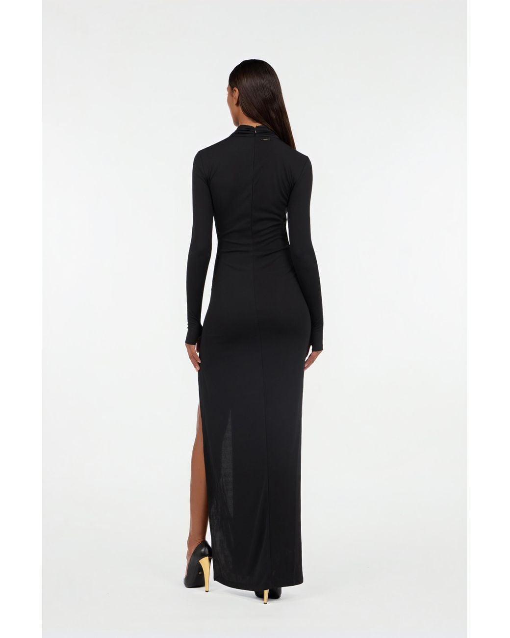 Roberto Cavalli Black Long Dress With Cut-Out And Slit