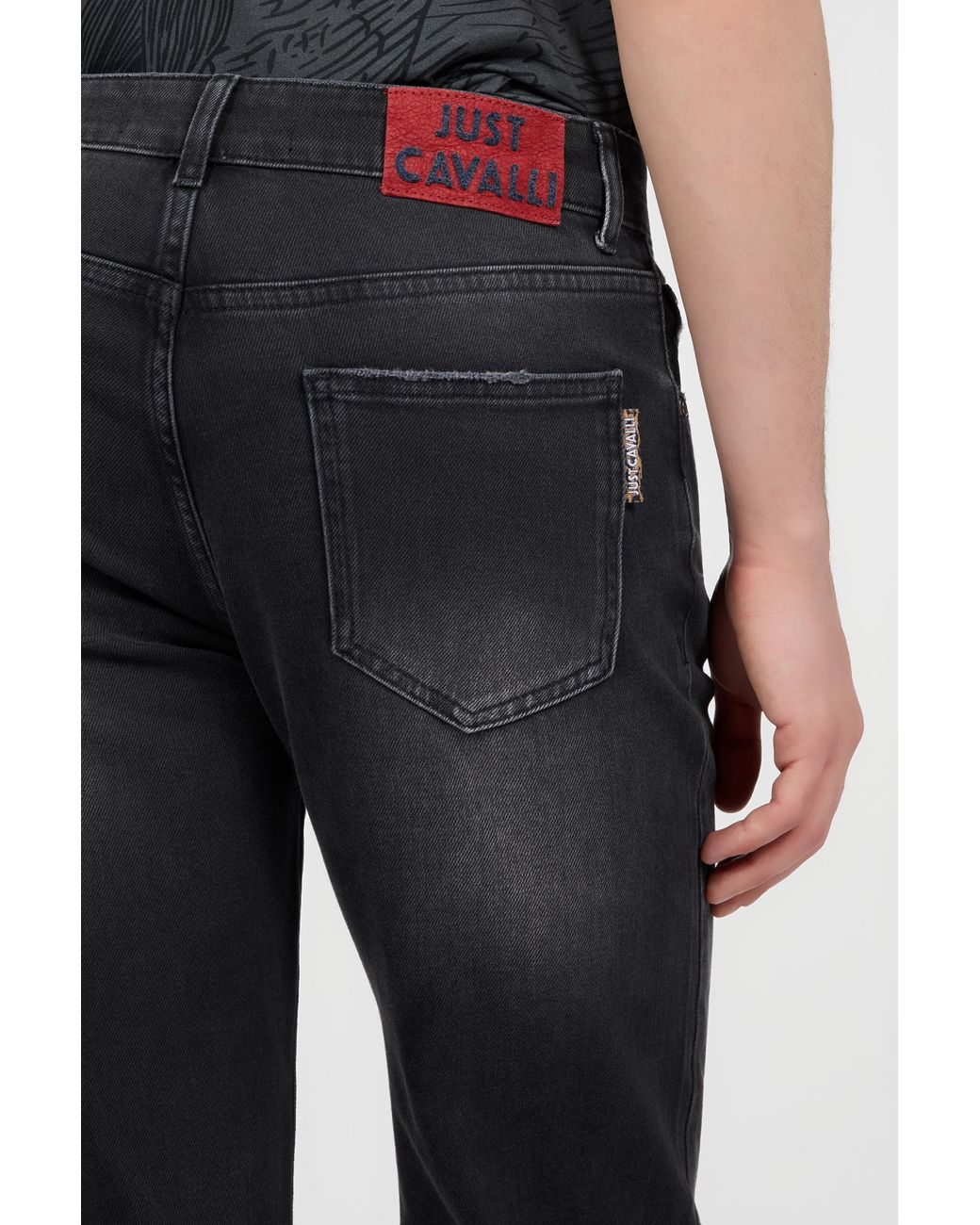 Roberto Cavalli Black Washed Straight Fit Jeans for men