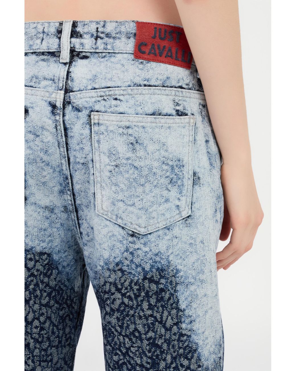 Roberto Cavalli Blue Straight Wide Leg Trousers Washed Denim