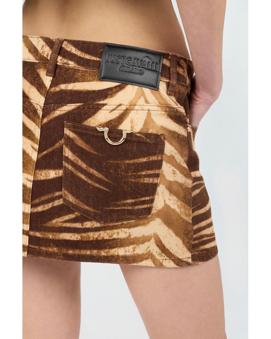 Roberto Cavalli Brown Natural Barb Mini Skirt