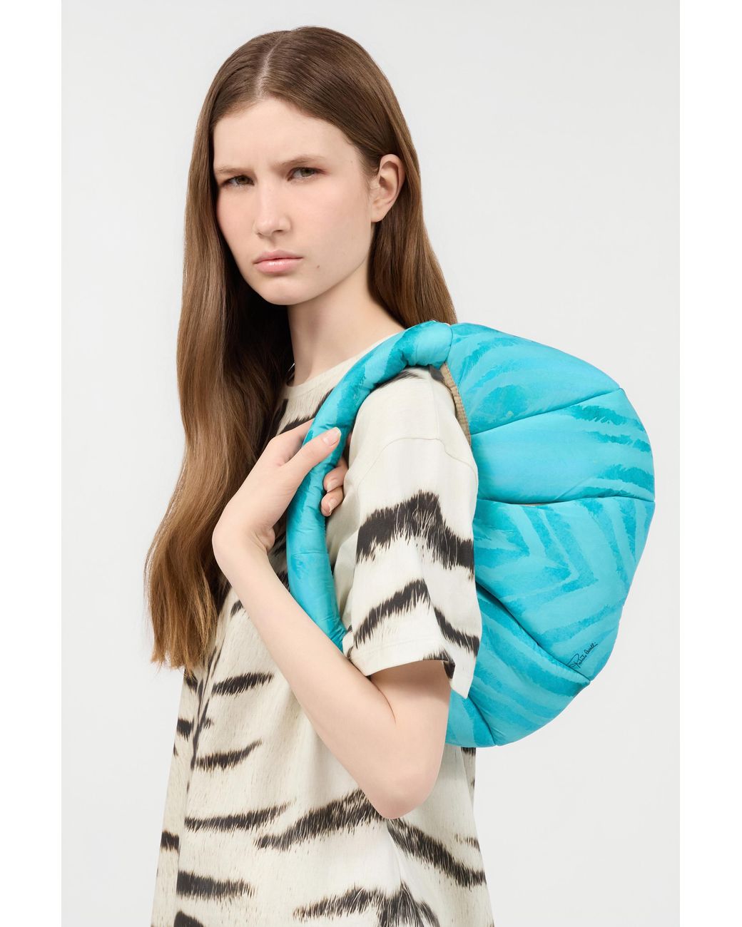Roberto Cavalli Blue Small Venezia Bag With Print