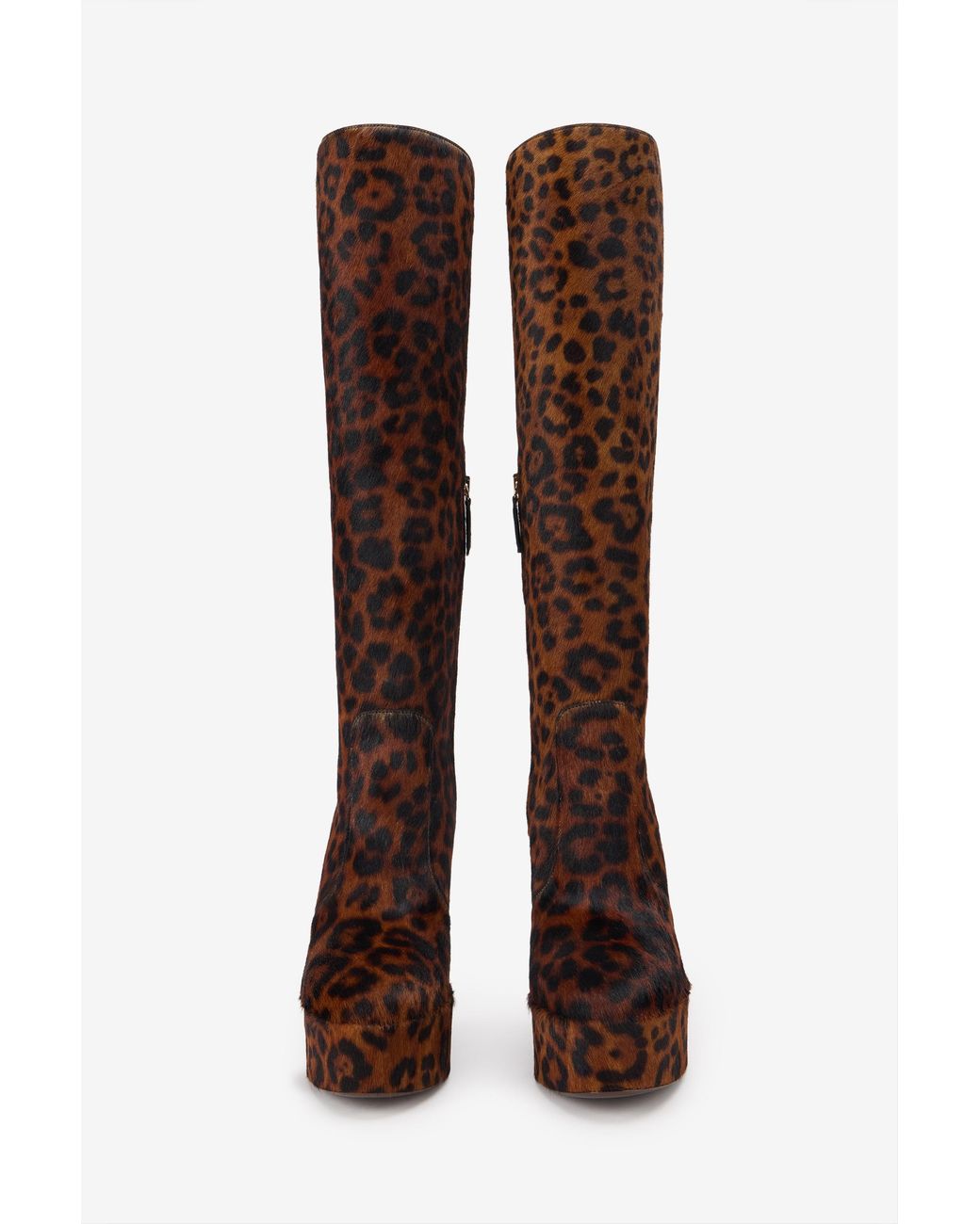 Roberto Cavalli Brown Jaguar Boots With Platform Heel