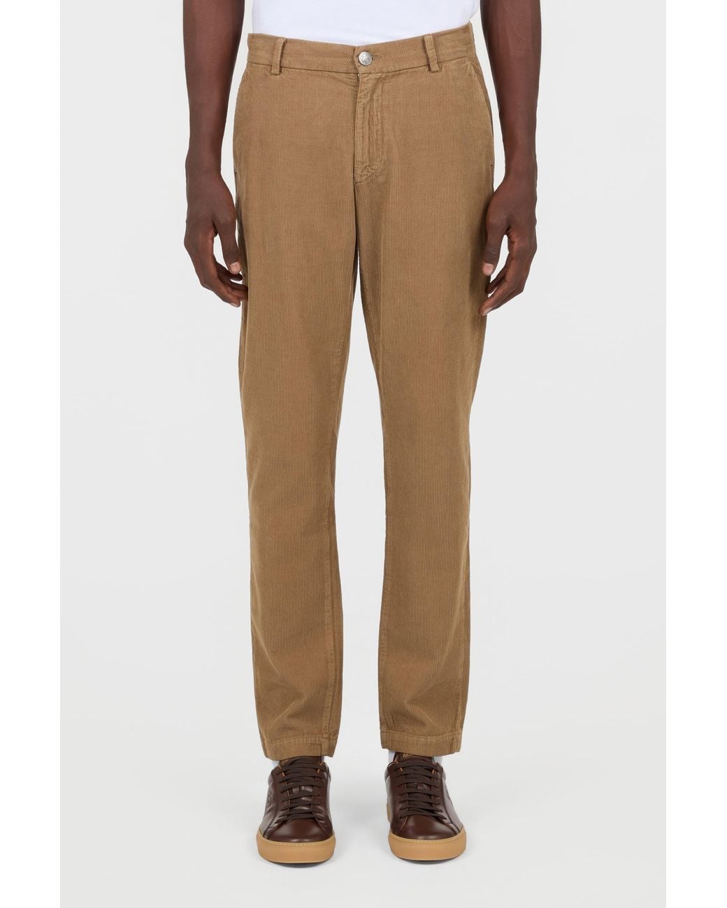 Roberto Cavalli Natural Corduroy Trousers Camel Straight-Leg for men