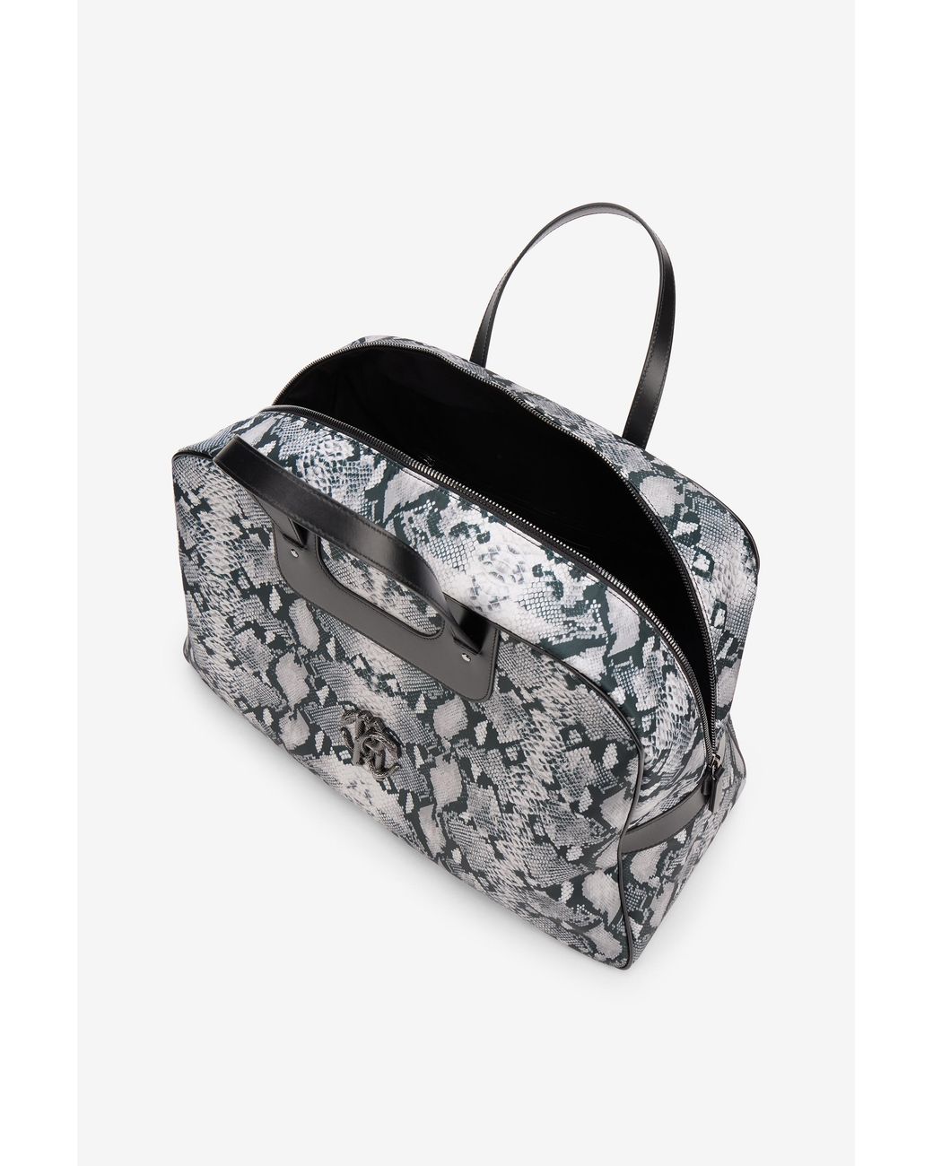 Roberto Cavalli Black Python Print Top Handle Handbag for men