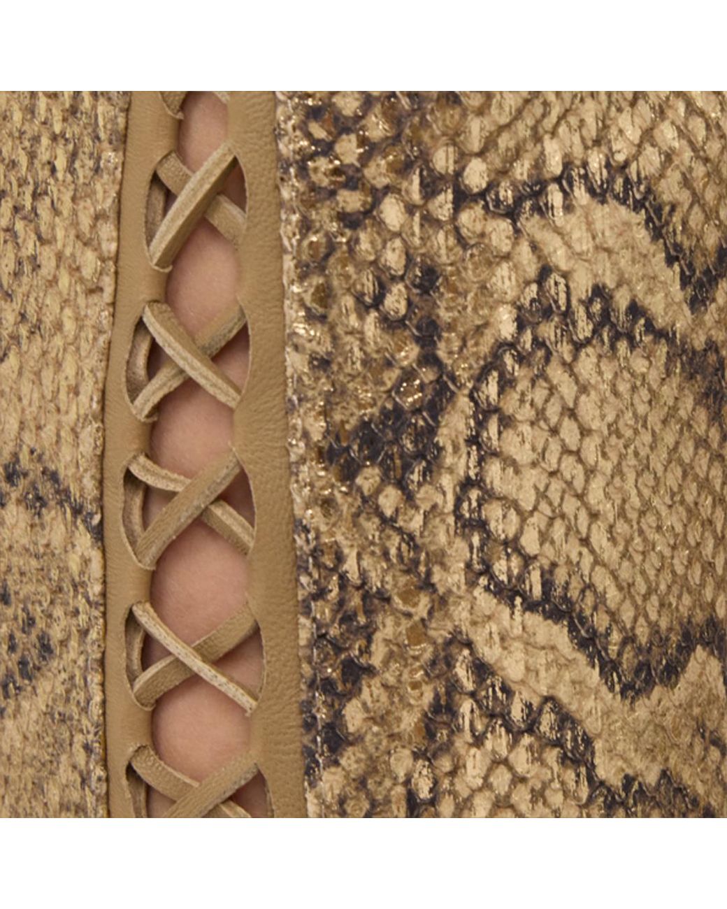Roberto Cavalli Natural Leather Pants With Python Print And Cut-Out Details