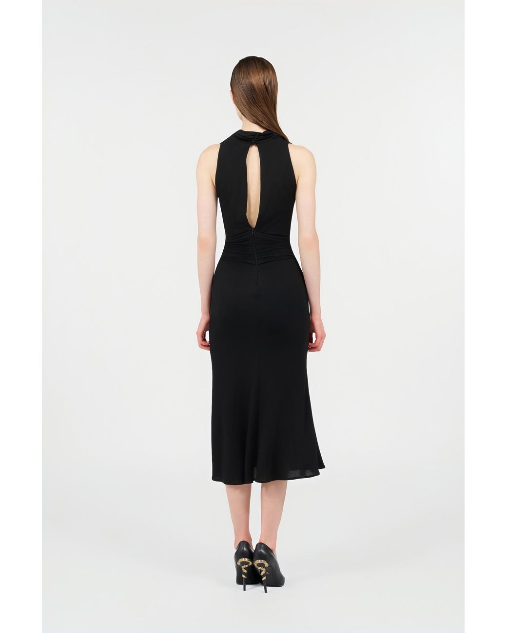 Roberto Cavalli Black Midi Dress With Snake Detail