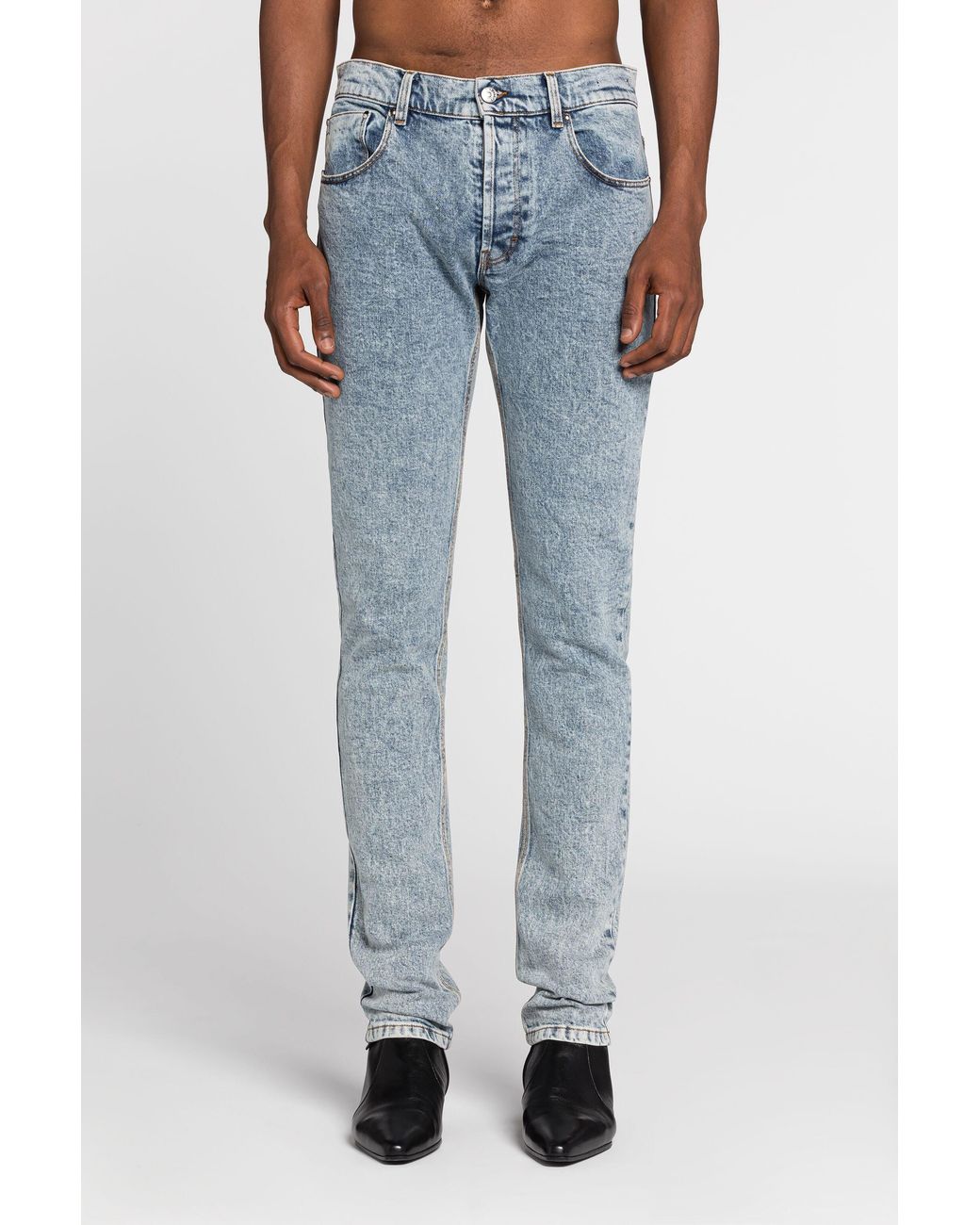 Roberto Cavalli Blue Mirror Snake-Embroidered Slim-Fit Jeans for men
