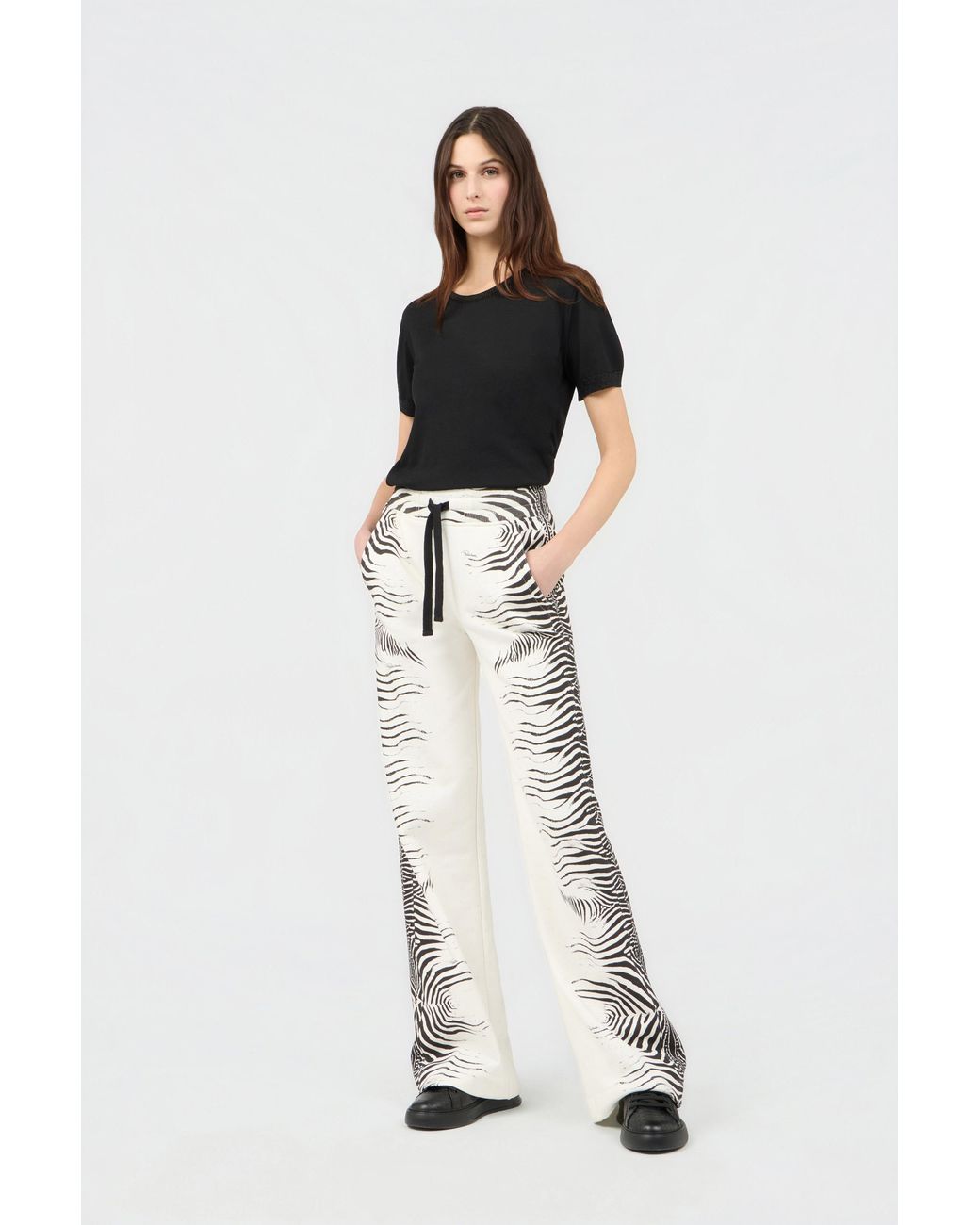 Roberto Cavalli White Zebra Print Trousers