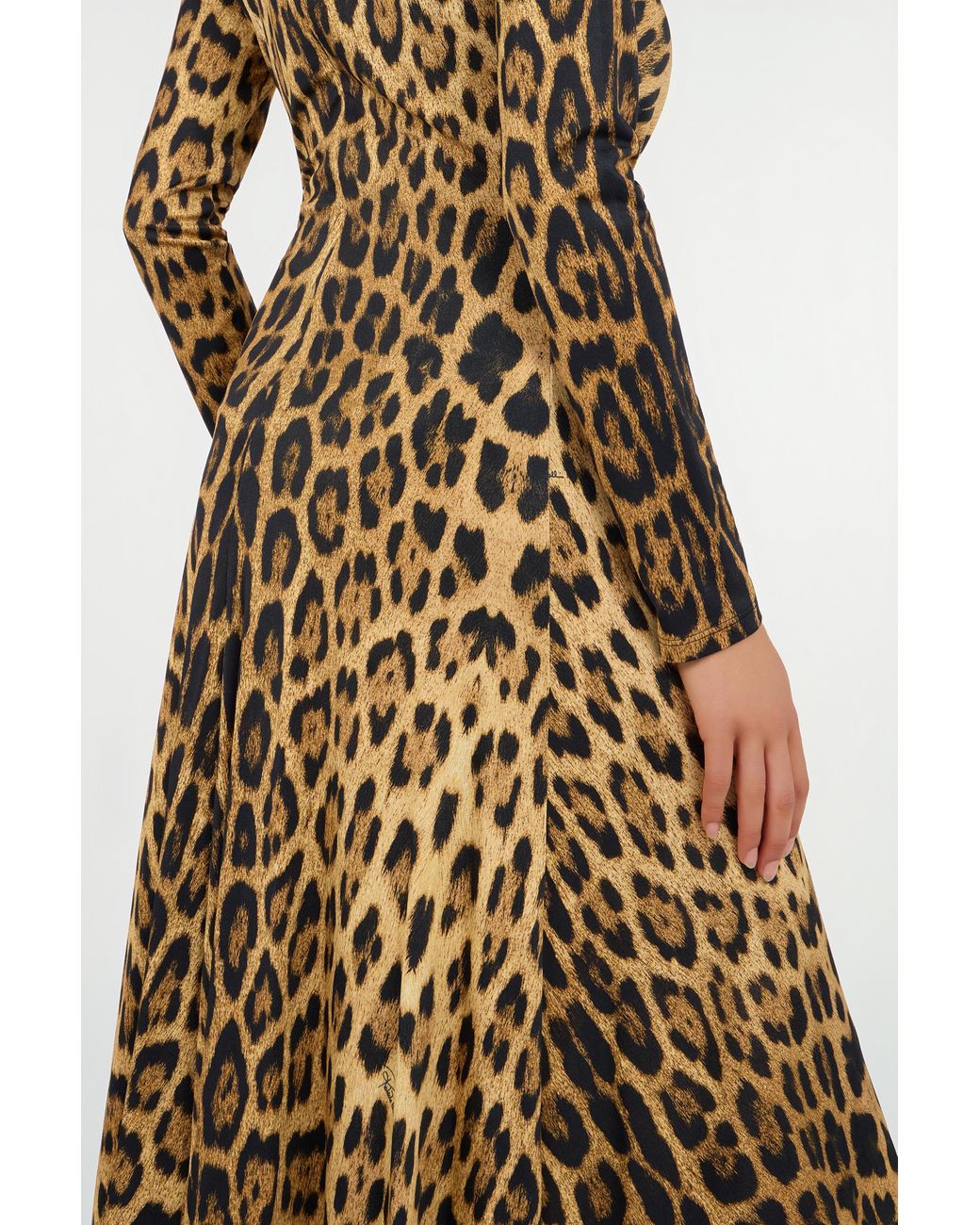 Roberto Cavalli White Jaguar Skin Print Wrap Midi Dress