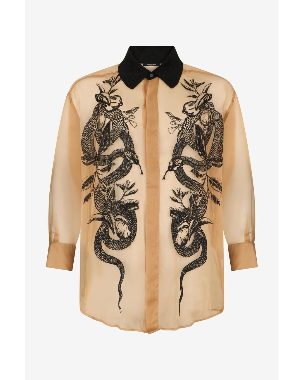 Roberto Cavalli Natural Shirt With Snakes for men