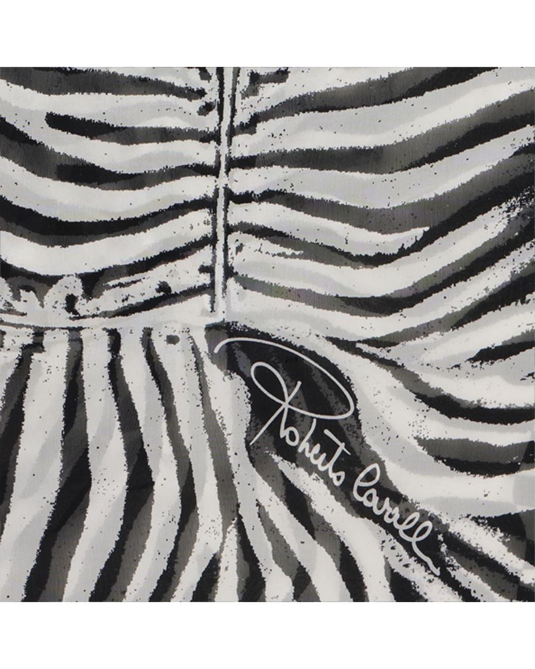 Roberto Cavalli White Silk Scarf With Tigress Print