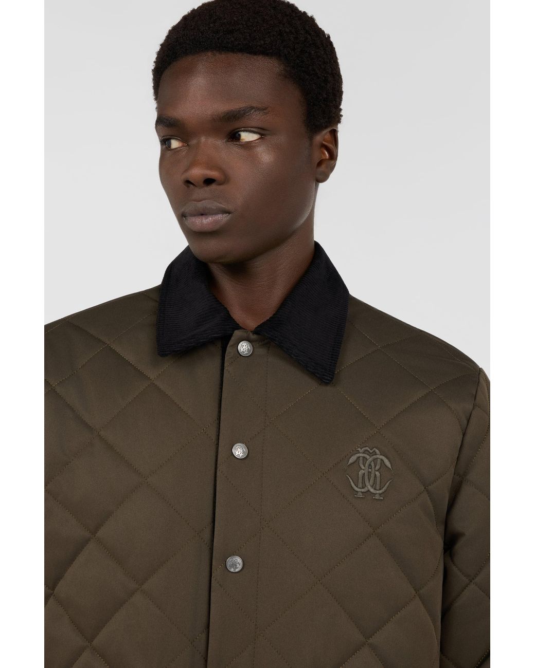 Roberto Cavalli Green Dark Jacket Husky Quilted for men