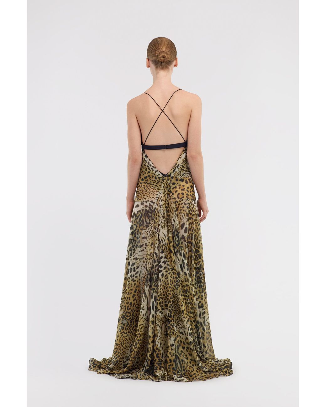 Roberto Cavalli White Long Dress Jaguar Skin Print