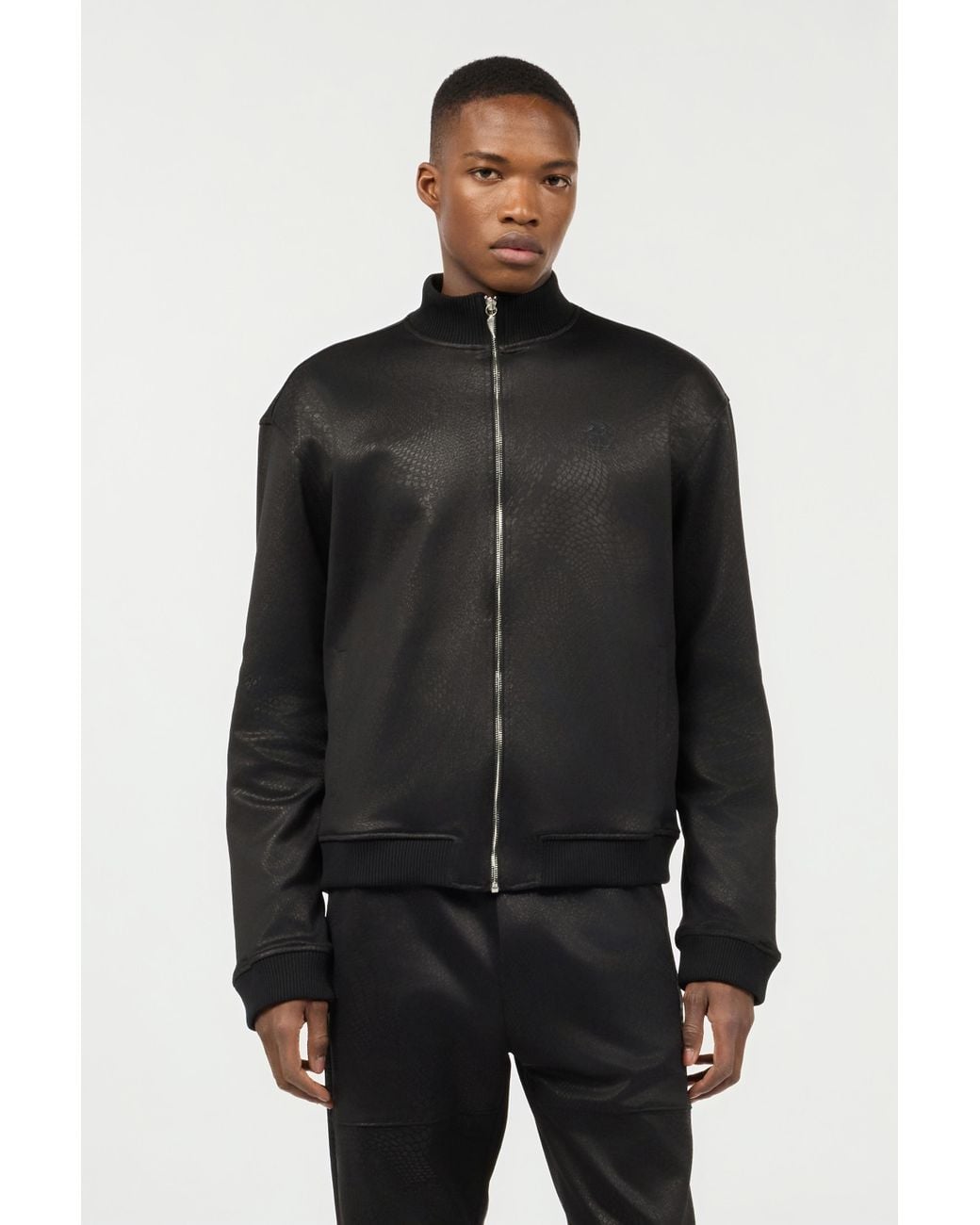 Roberto Cavalli Black Full-Zip Sweatshirt With Python Print for men