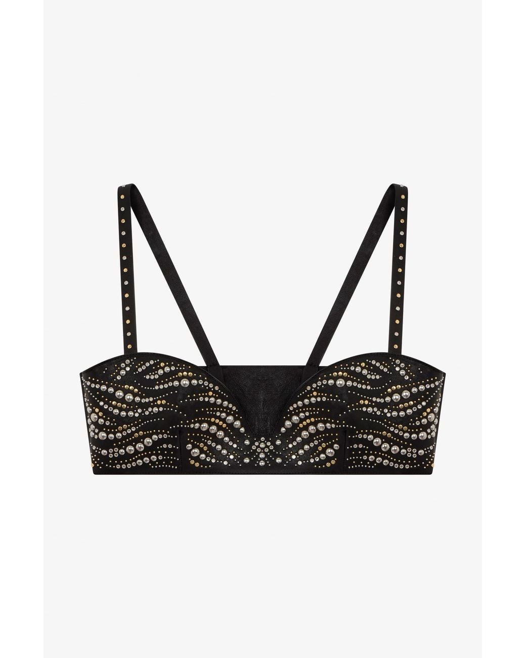 Roberto Cavalli Black Leather Top With Studs