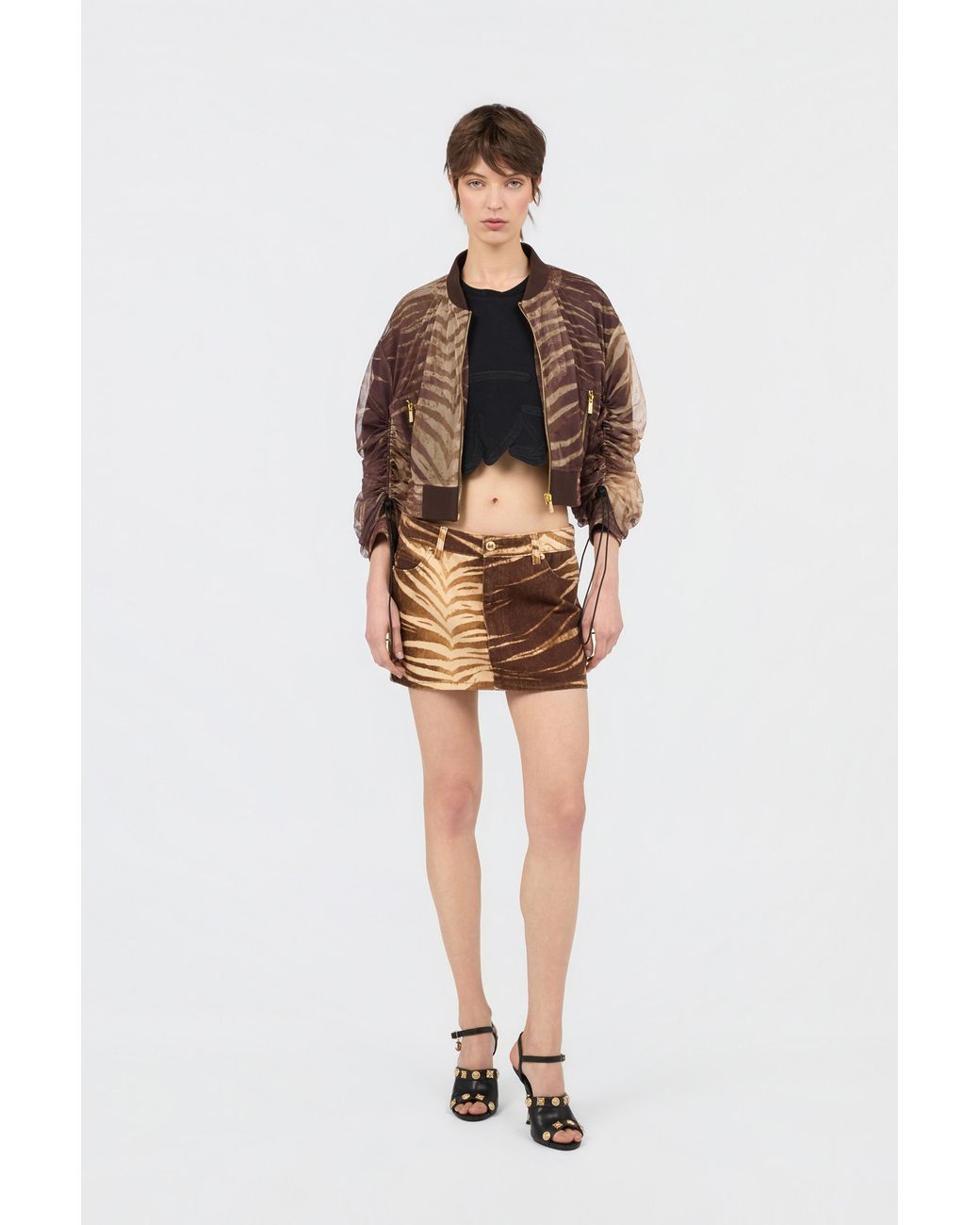 Roberto Cavalli Brown Natural Barb Mini Skirt