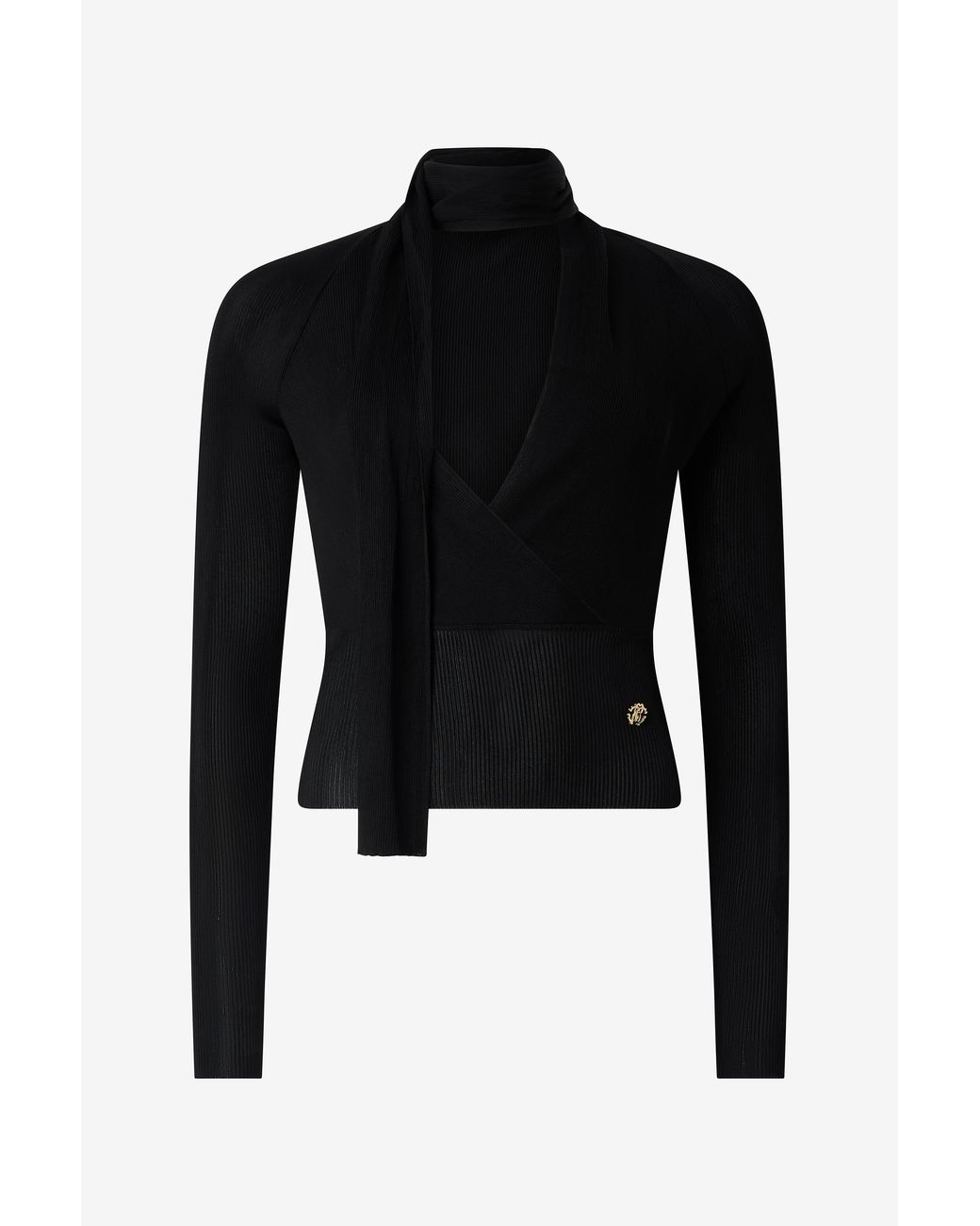 Roberto Cavalli Black Wrap-Over Sweater