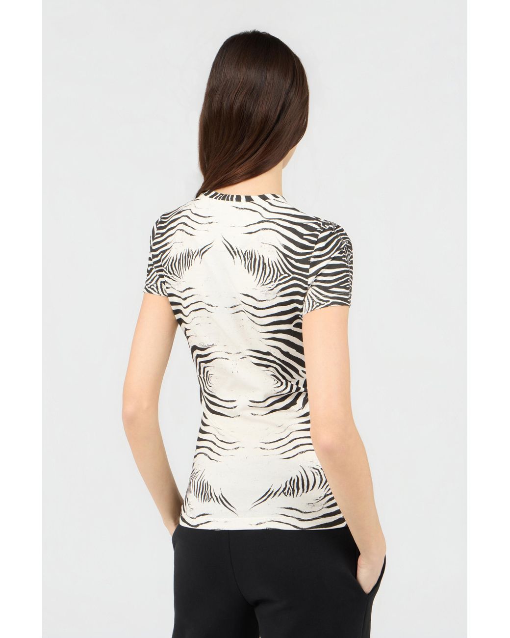 Roberto Cavalli White Zebra Print T-Shirt