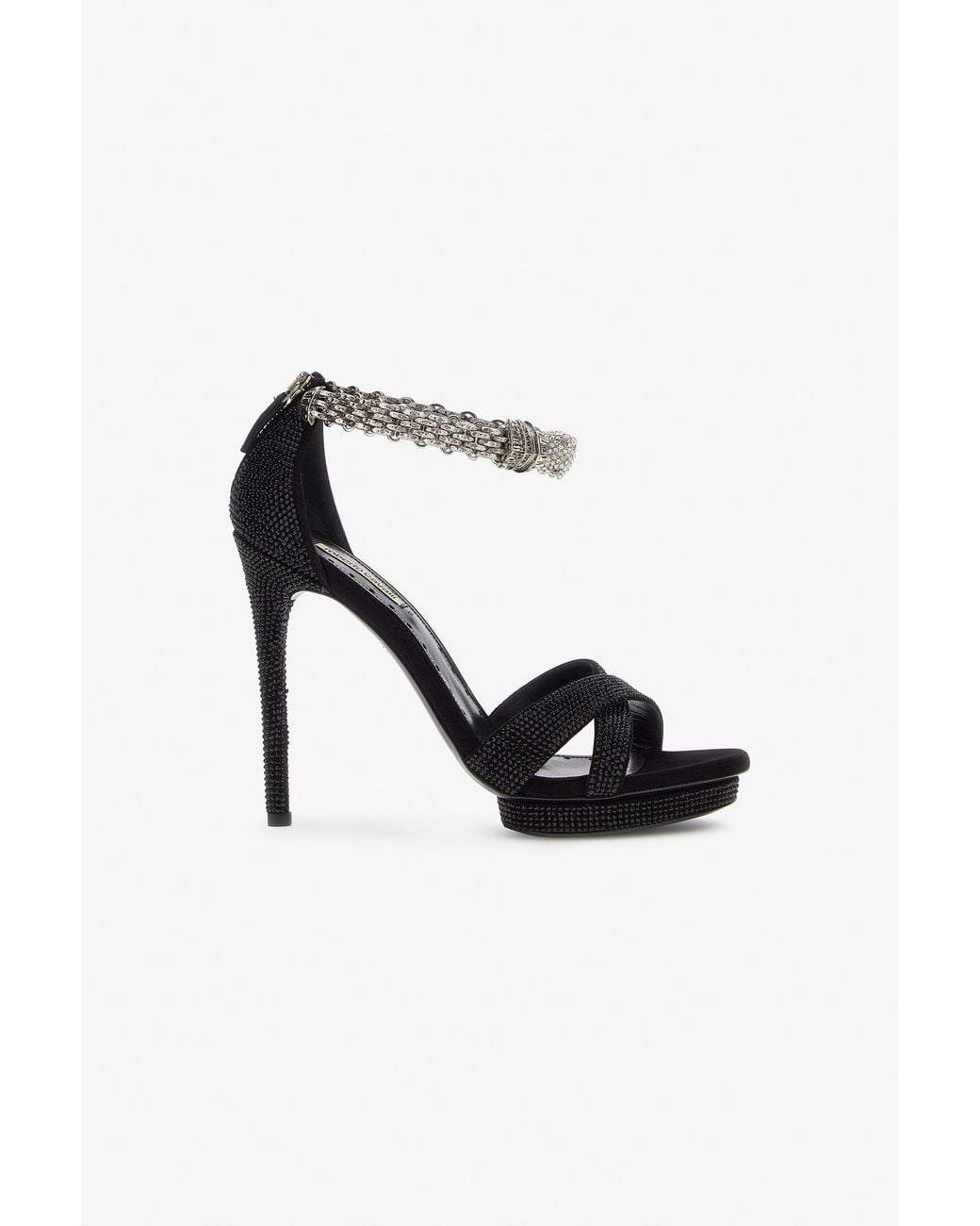 Roberto Cavalli Black Panther-Head High-Heel Sandals