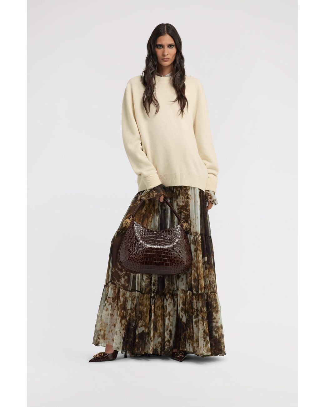 Roberto Cavalli Natural Long-Sleeved Crewneck Pullover