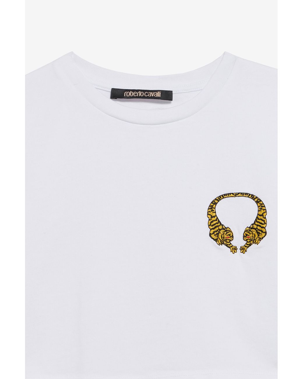 Roberto Cavalli Blue Cotton Crop Top With Tigers