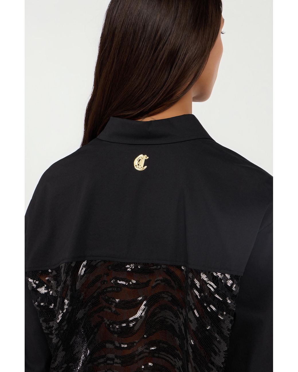 Roberto Cavalli Black Long-Sleeve Solid Color Shirt