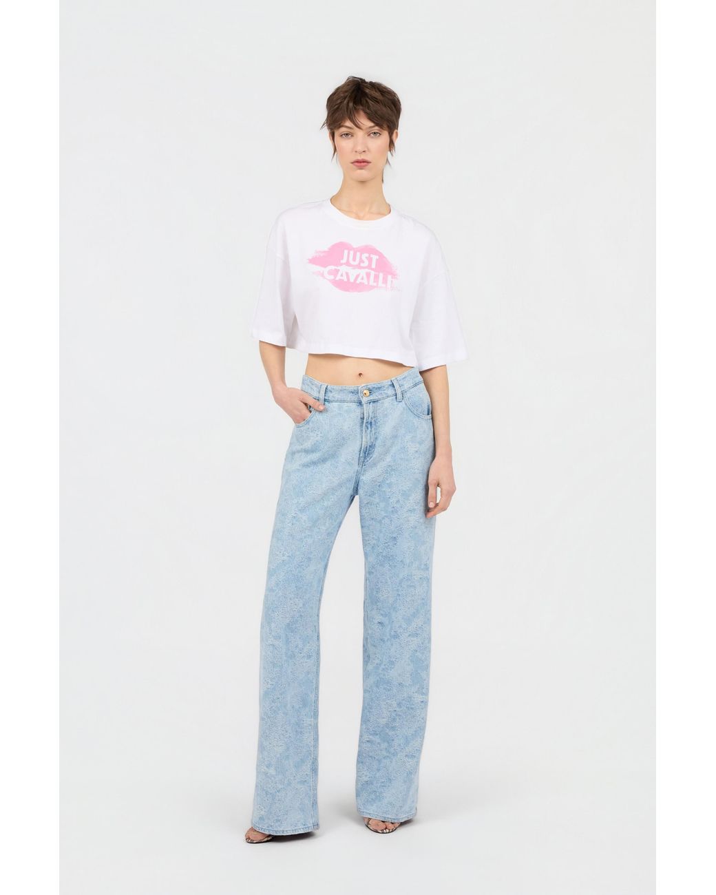 Roberto Cavalli Blue Wide-Leg Denim Trousers