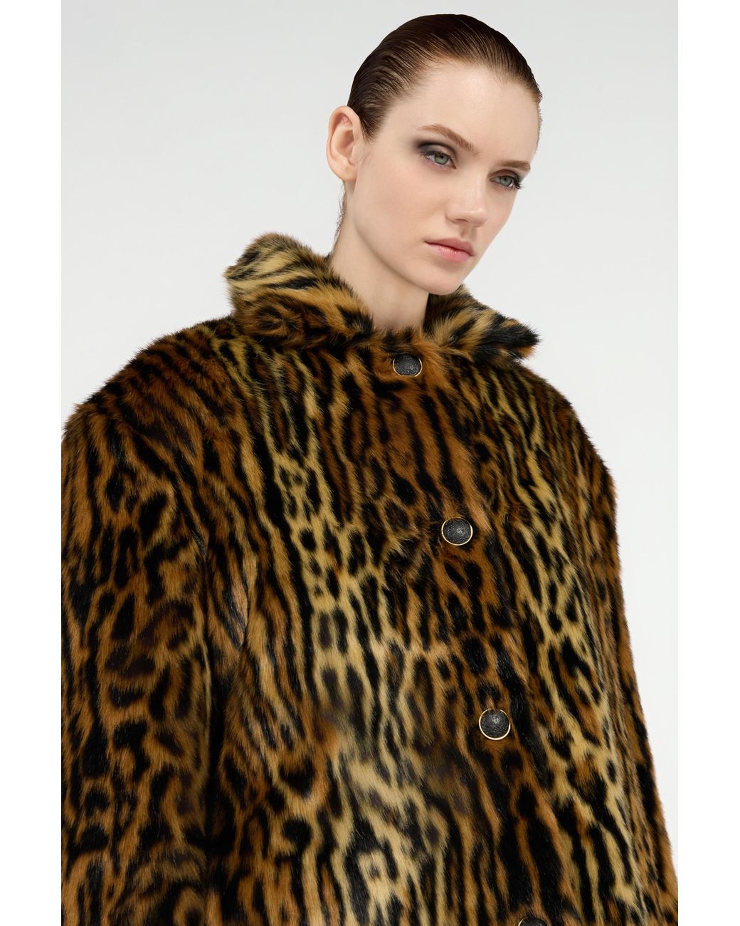 Roberto Cavalli Brown Leopard-Print Button Coat