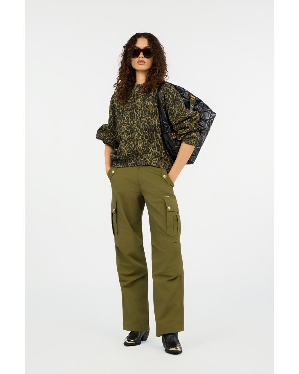 Roberto Cavalli Green Cargo Trousers With Buttons