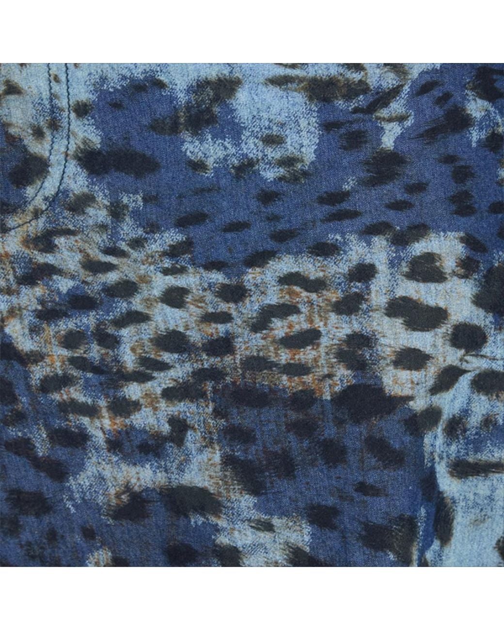 Roberto Cavalli Blue Jeans With Jaguar Skin Print