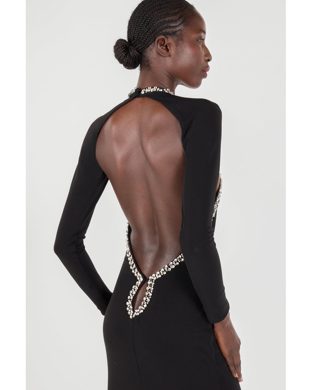 Roberto Cavalli Black Long Dress With Crystals