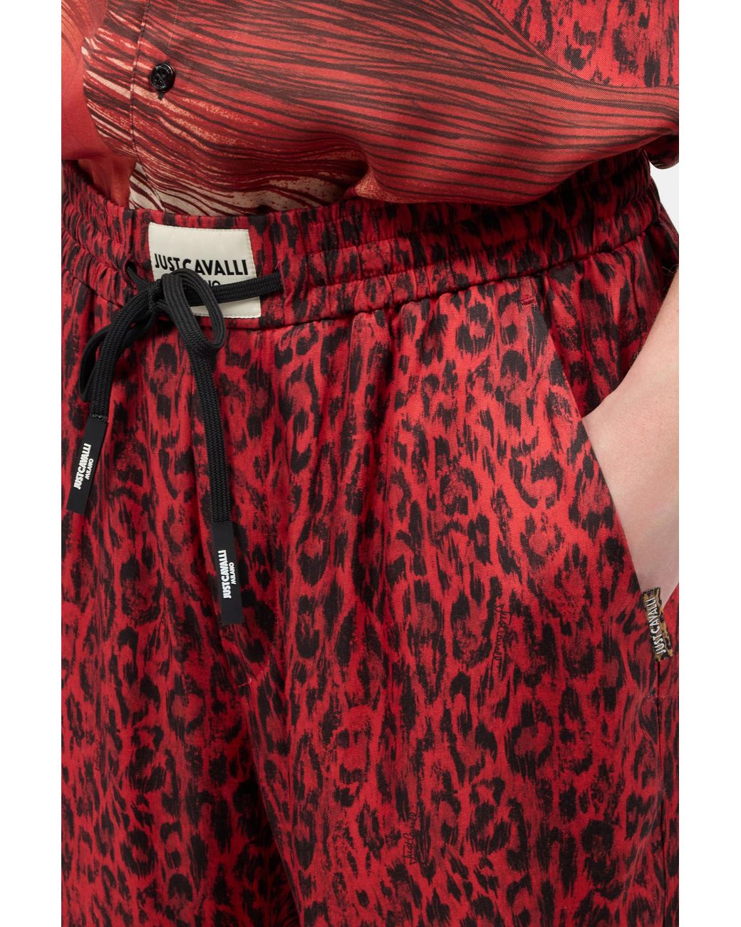 Roberto Cavalli Red Shorts With Jaguar Skin Print for men