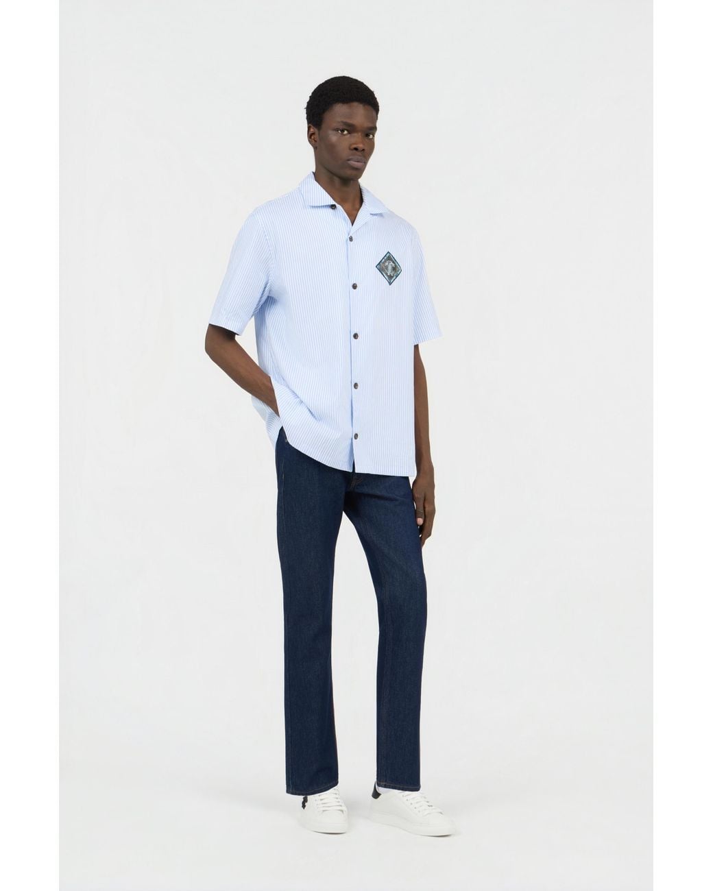 Roberto Cavalli Blue Jeans With Monogram Rc Embroidery for men