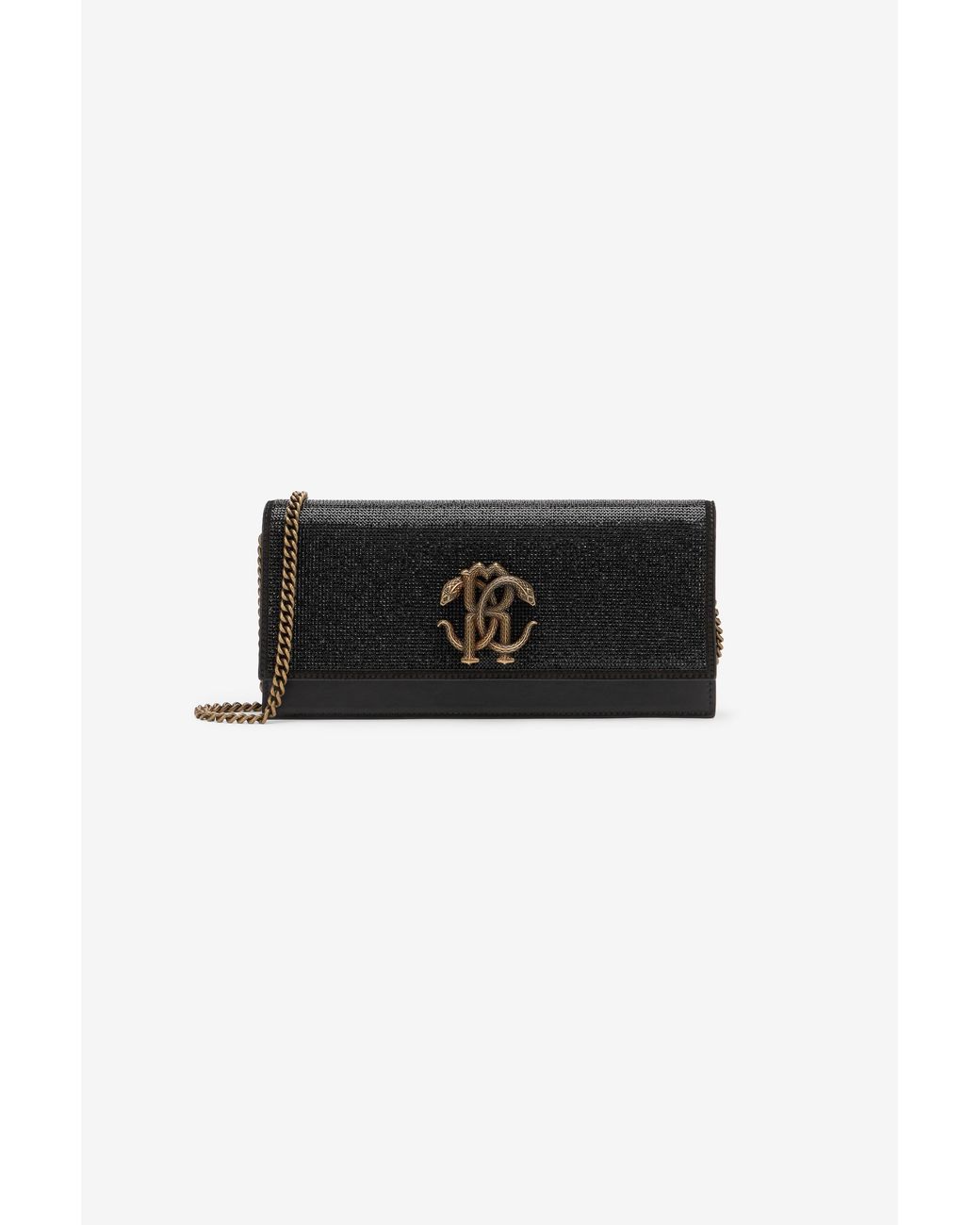 Roberto Cavalli Black Leather Mini Bag With Shoulder Strap