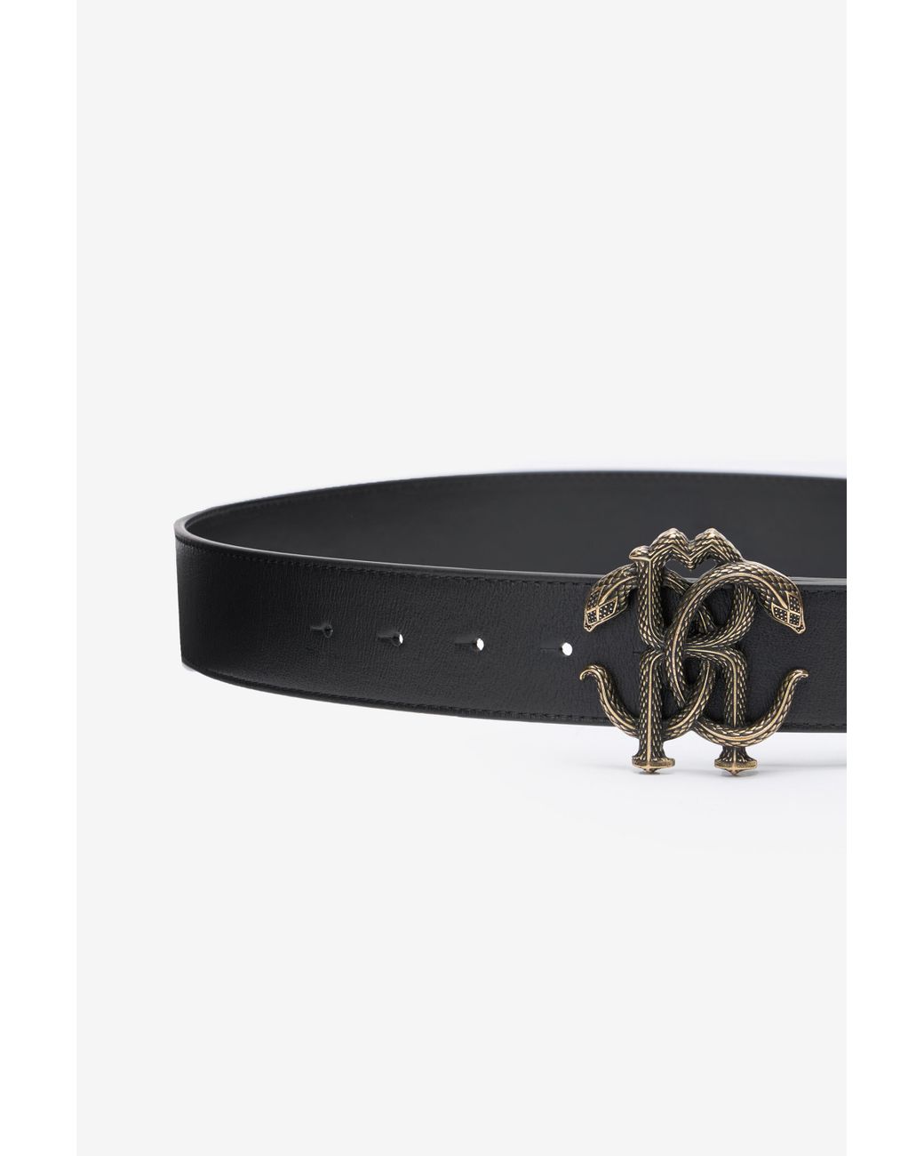 Roberto Cavalli Logo Leather Belt in Black for Men | Lyst