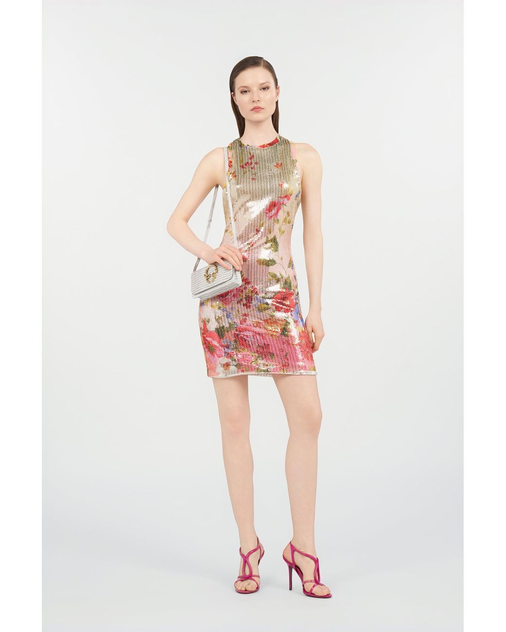 Roberto Cavalli White Miami Flowers Print Mini Dress