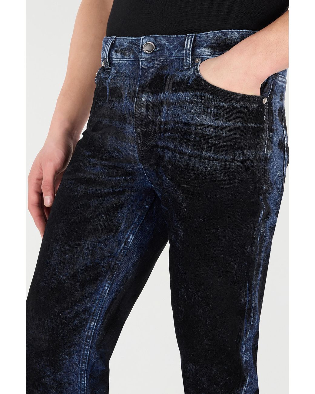 Roberto Cavalli Blue Jeans With Contrasting Discoloration Detailing for men