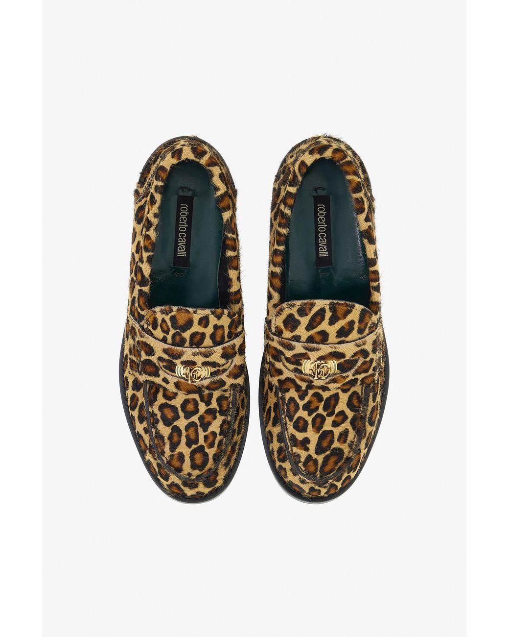 Roberto Cavalli Brown Jaguar Print Mocassins