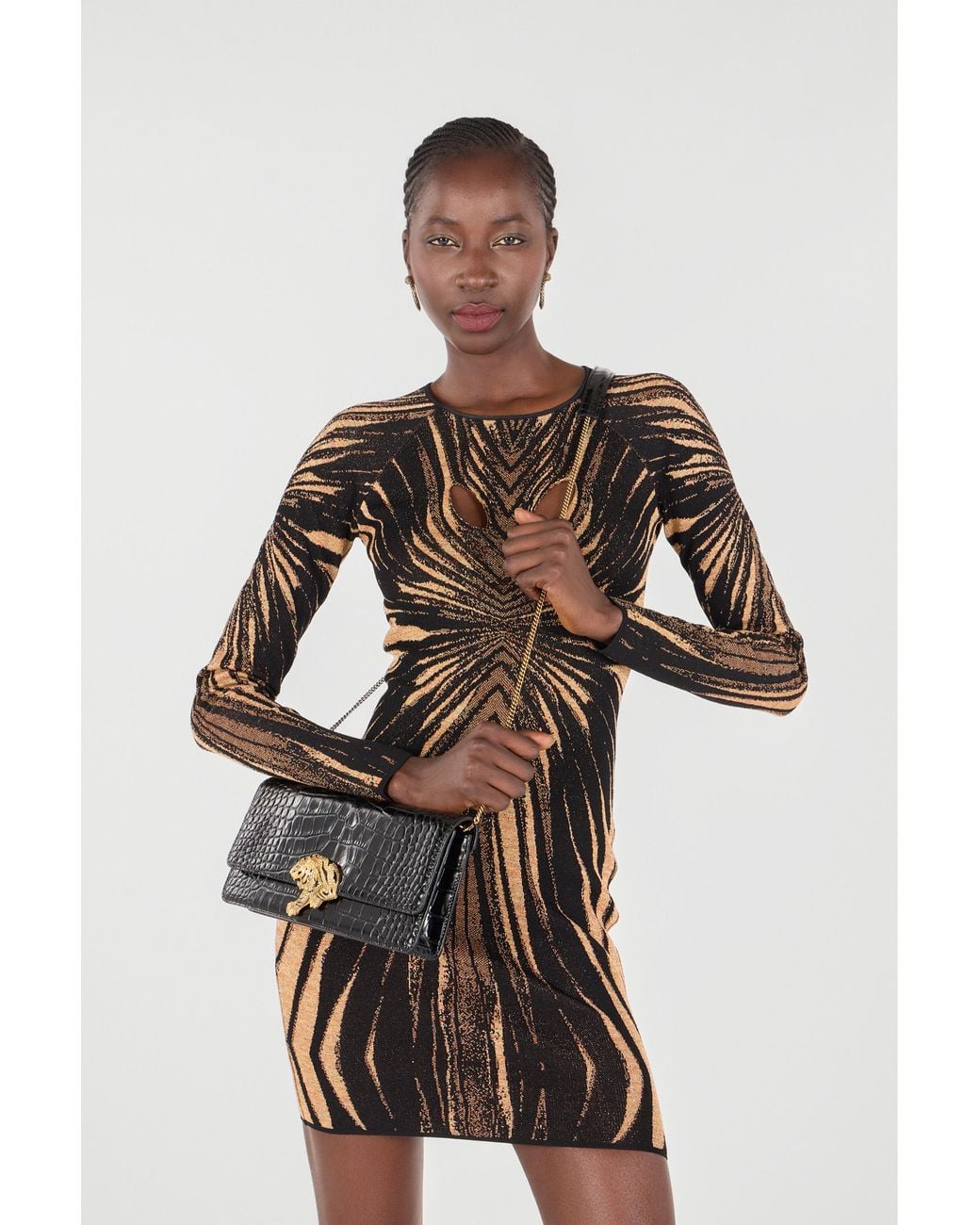Roar Pochette Lunga Stampa Coccodrillo di Roberto Cavalli in Black