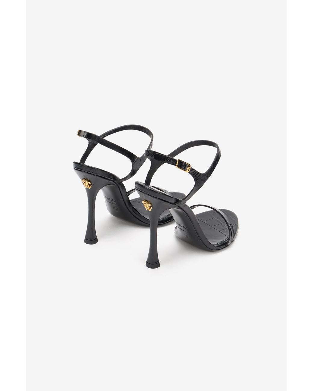 Roberto Cavalli Multicolor Croc-Effect Leather High-Heel Sandals