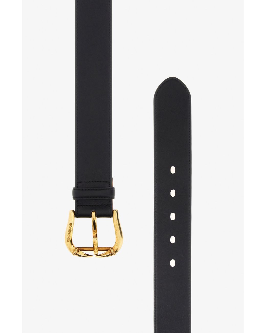 Roberto Cavalli Black Leather Belt With Buckle