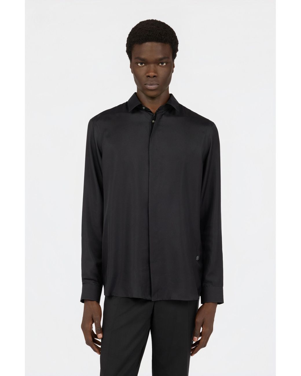 Roberto Cavalli Black Silk Shirt for men
