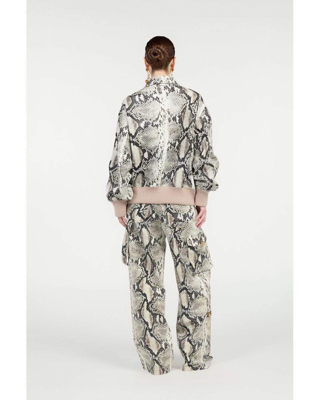 Roberto Cavalli Brown Jacket With Python Print