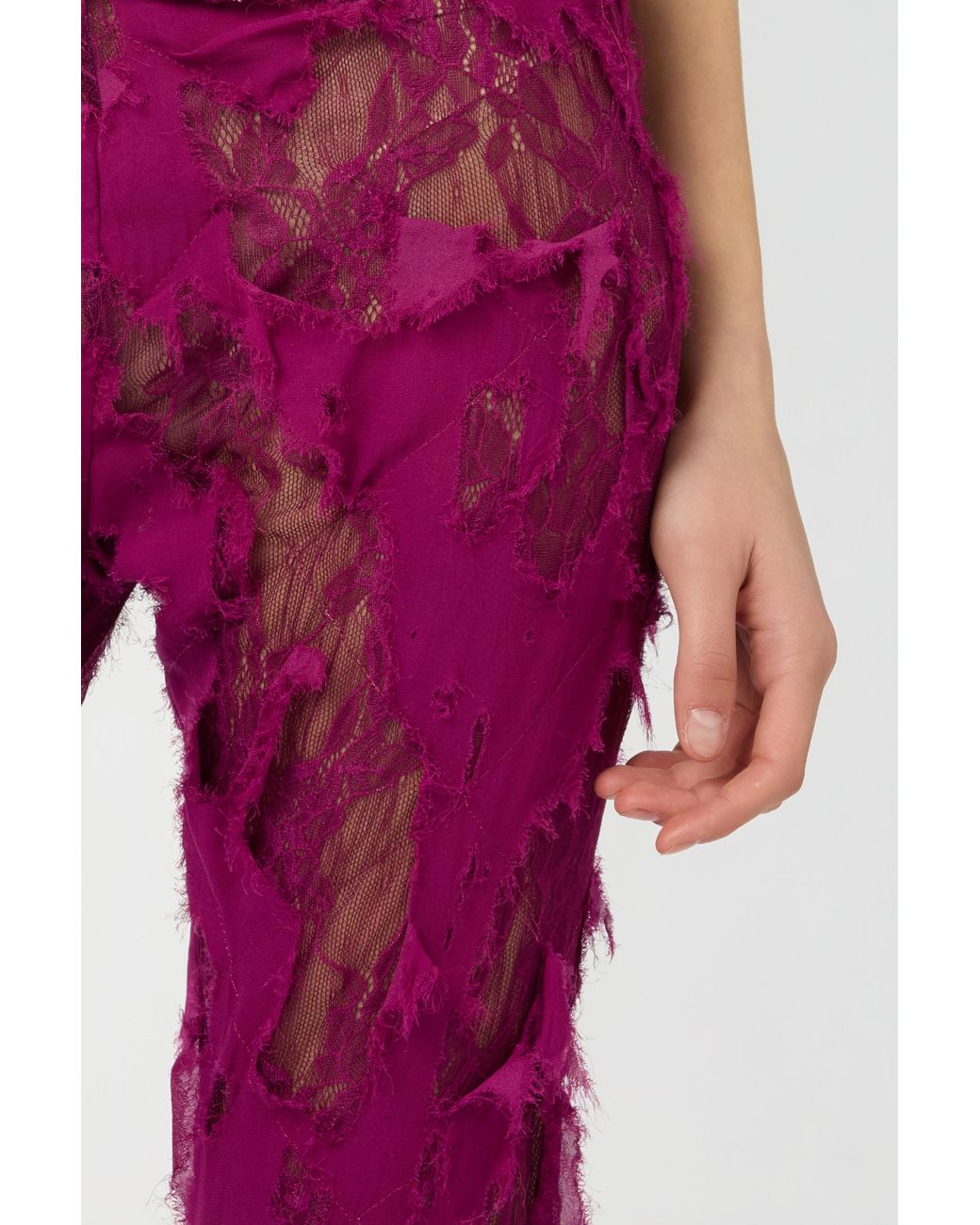 Roberto Cavalli Pink Pants With Destroyed-Effect Lace
