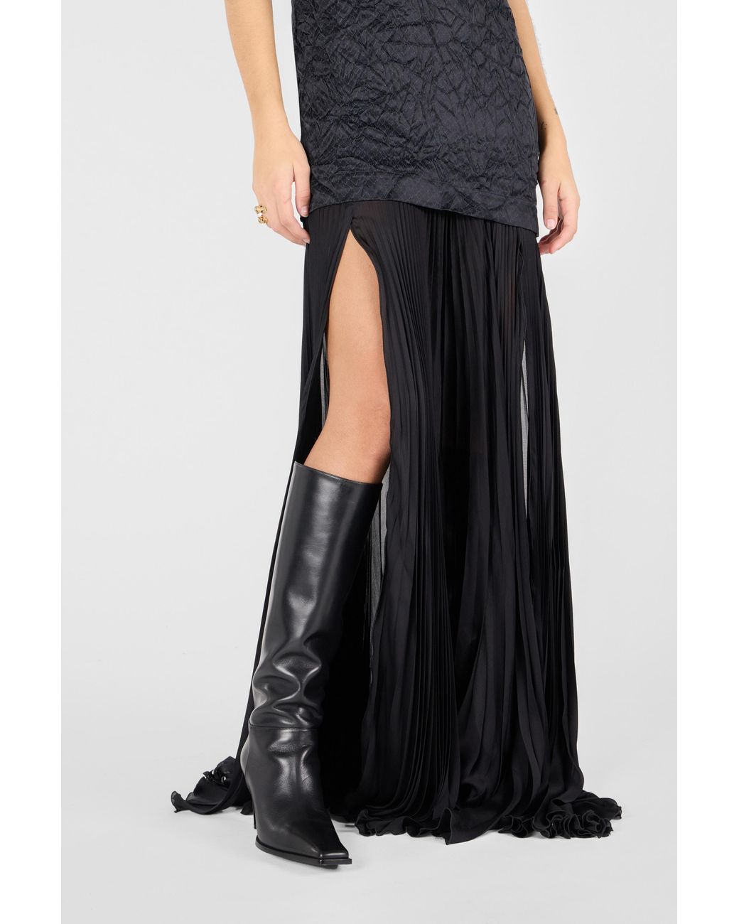 Roberto Cavalli Black Long Snakeskin-Effect Dress