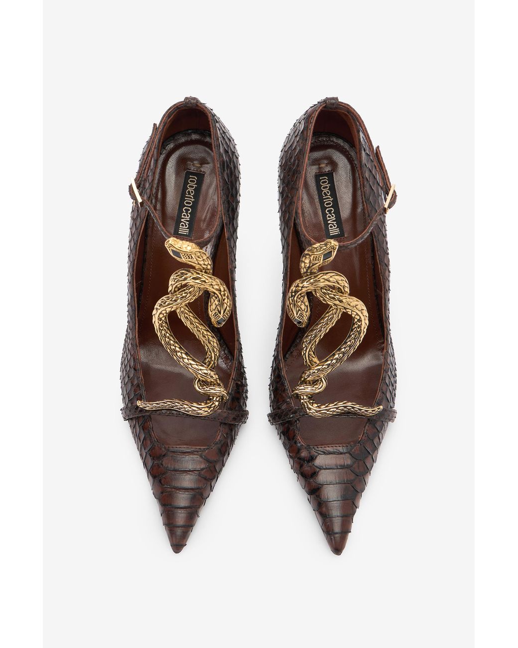Roberto Cavalli Multicolor Scale-Pattern Pumps With Snake Motif