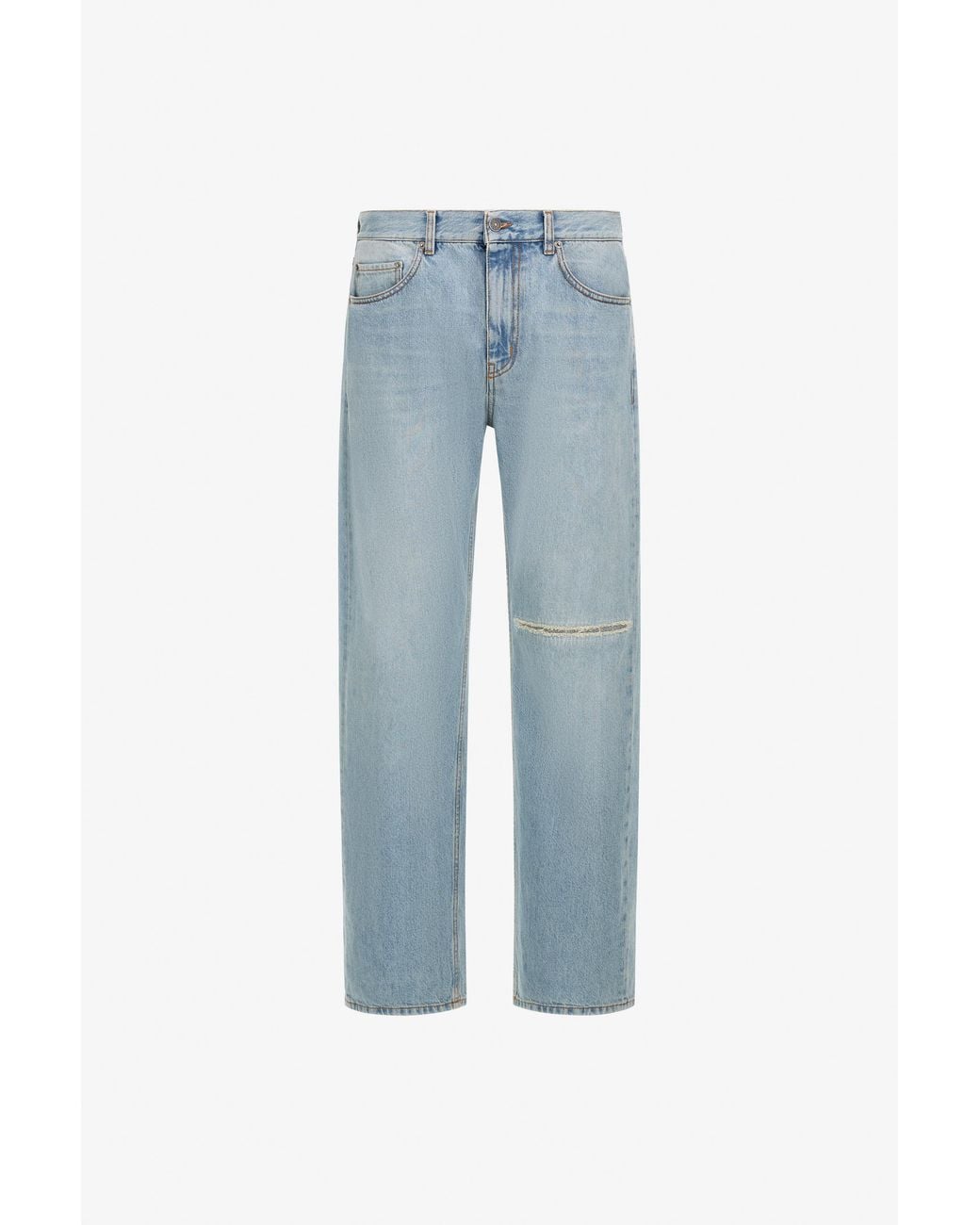Roberto Cavalli Blue Distressed Wide Leg Jeans for men
