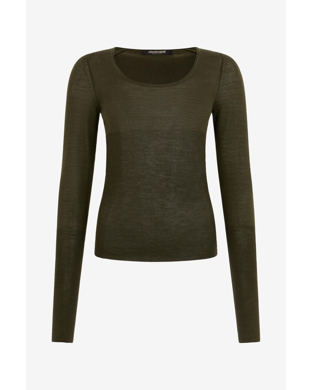 Roberto Cavalli Green Long Sleeve Knit Top