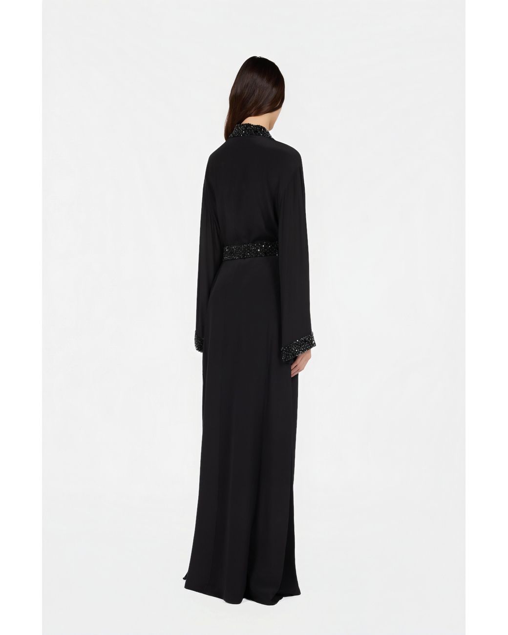 Roberto Cavalli Black Silk Maxi Dress With Embellished Detail